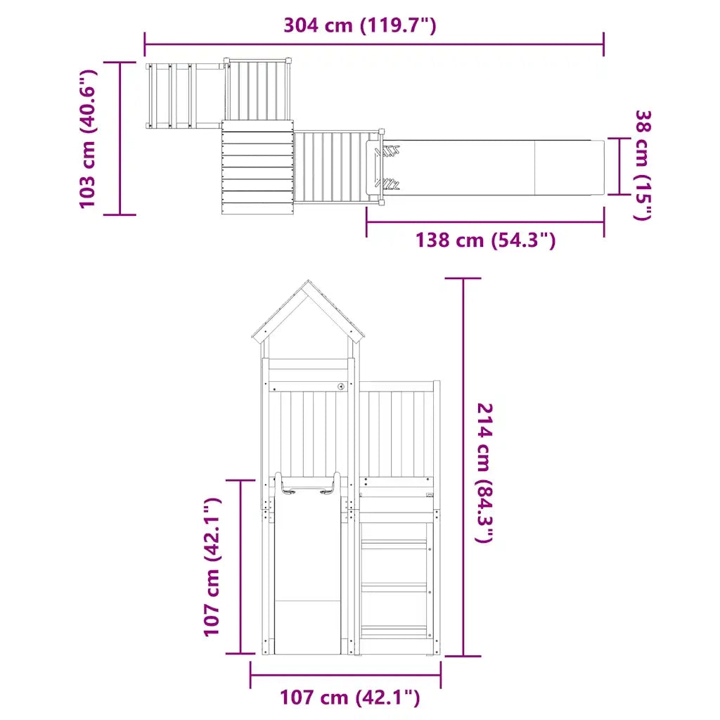 Set da Gioco da Esterno in Legno di Pino Impregnato 3155830