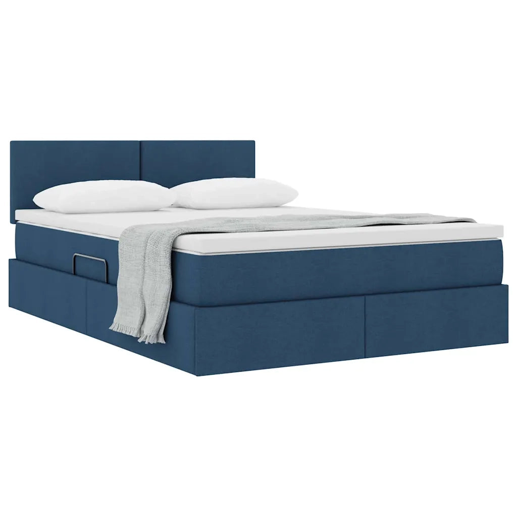 Letto con contenitore e materasso con testiera Blu 140 x 200 cm 3370454