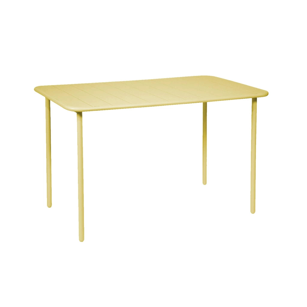 Tavolo da giardino in acciaio, 4 posti, 120cm, giallo