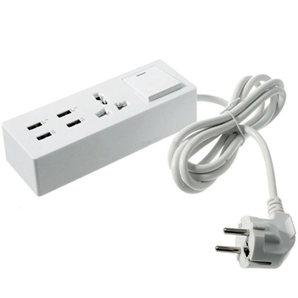 Trade Shop - Multipresa Ciabatta Elettrica Con 1 Prese Universali 4 Usb Con Interruttore -