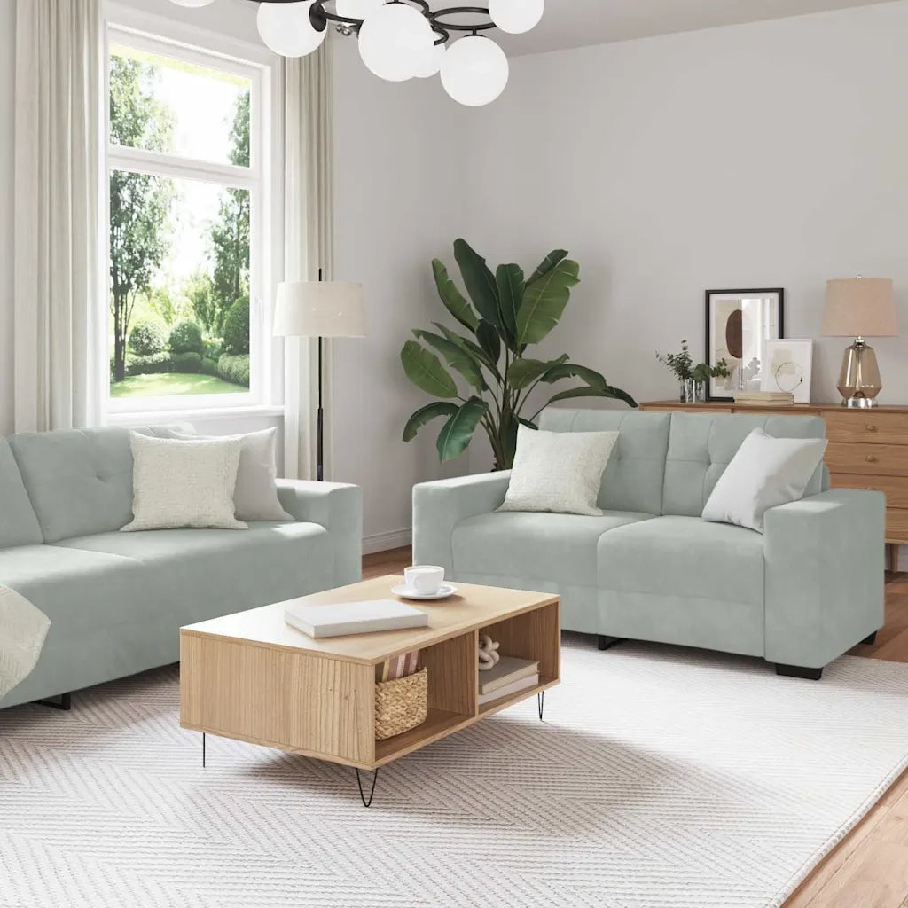 Set di divani 3 pcs Grigio chiaro 221 x 80 x 80 cm Velluto 3324639
