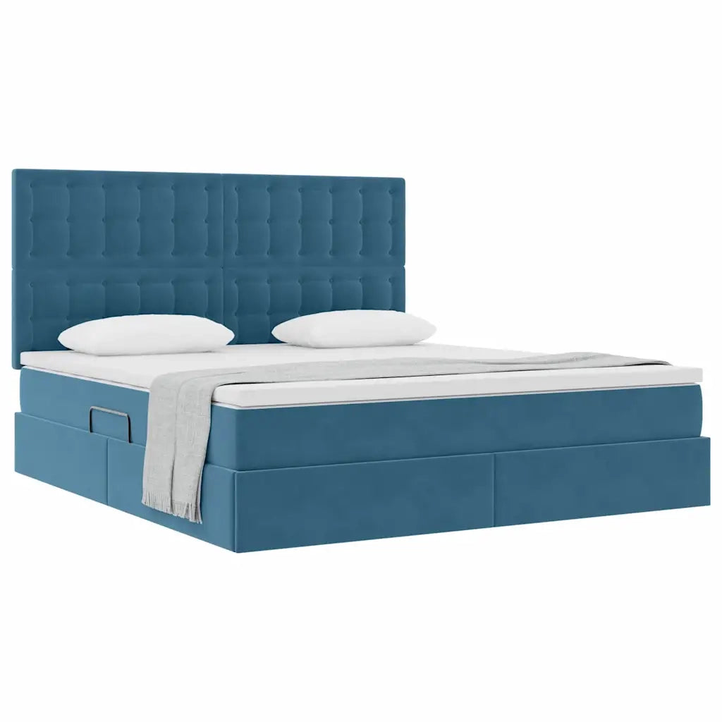 Letto con contenitore e materasso Blu Scuro 160 x 200 cm