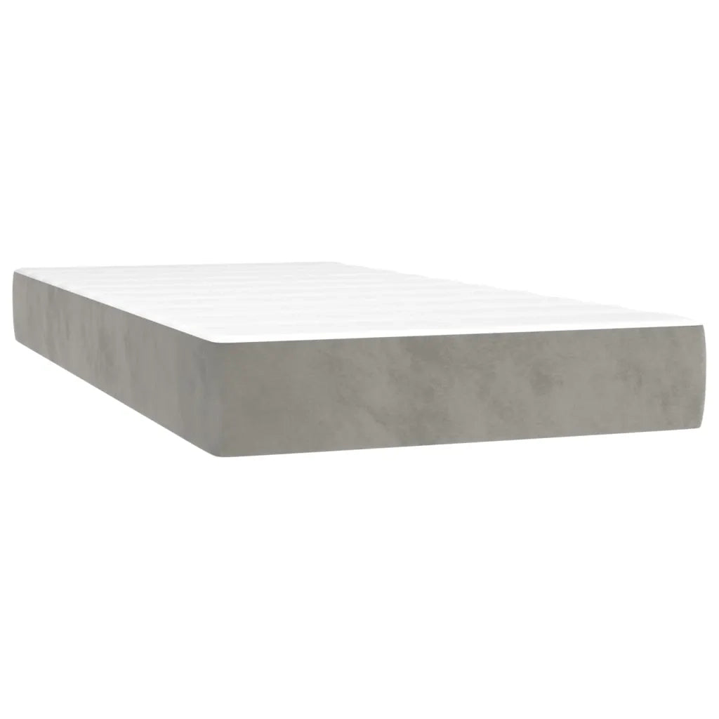 Letto a Molle Materasso e LED Grigio Chiaro 80x200 cm Velluto 3139709