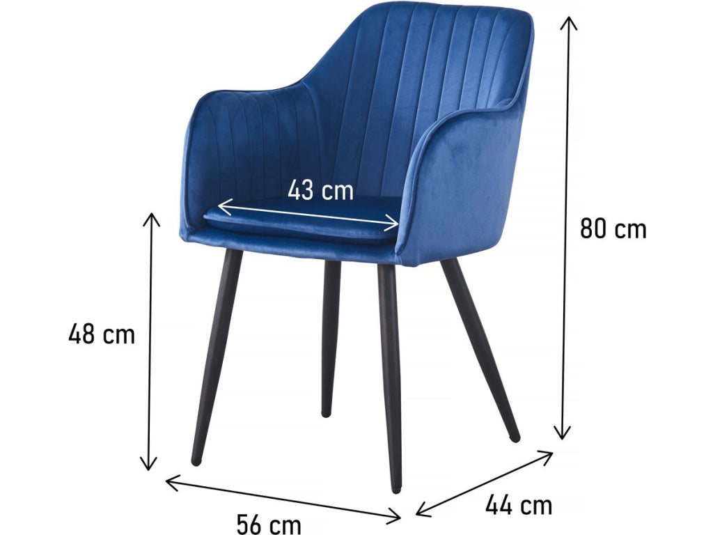 Set di 2 sedie in velluto con braccioli "Velma" - Blu
