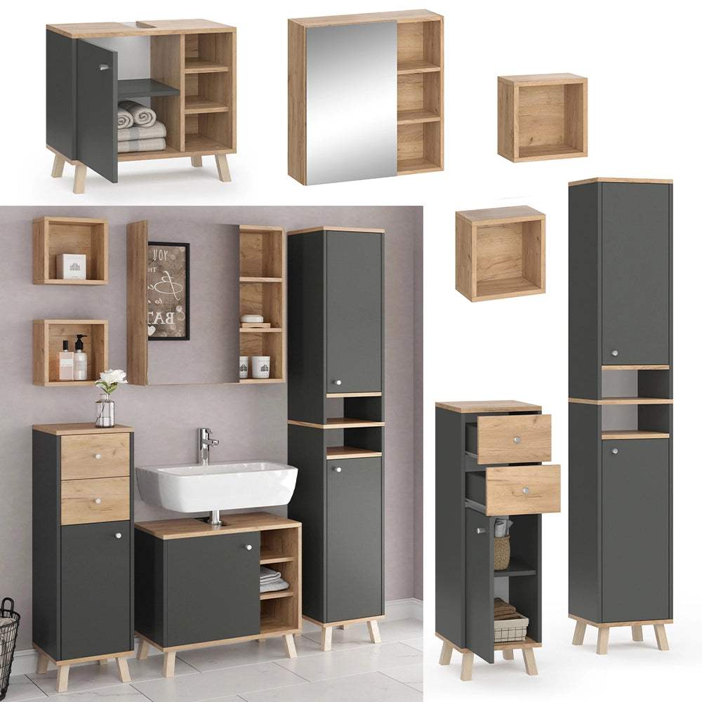 Vicco Set mobili bagno Antracite 5 parti