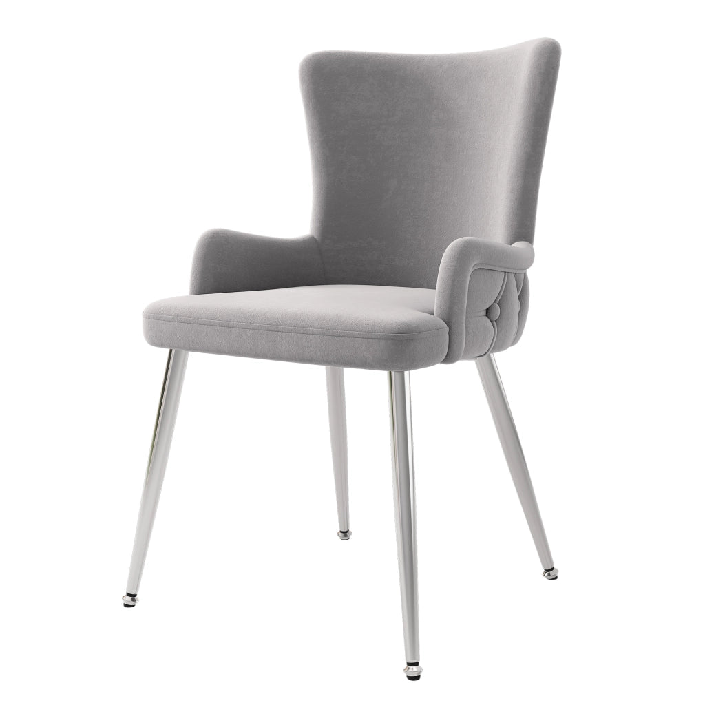 SEDIA in velluto 62,87x58,42x55,88 cm Grigio, Set da 2 pezzi