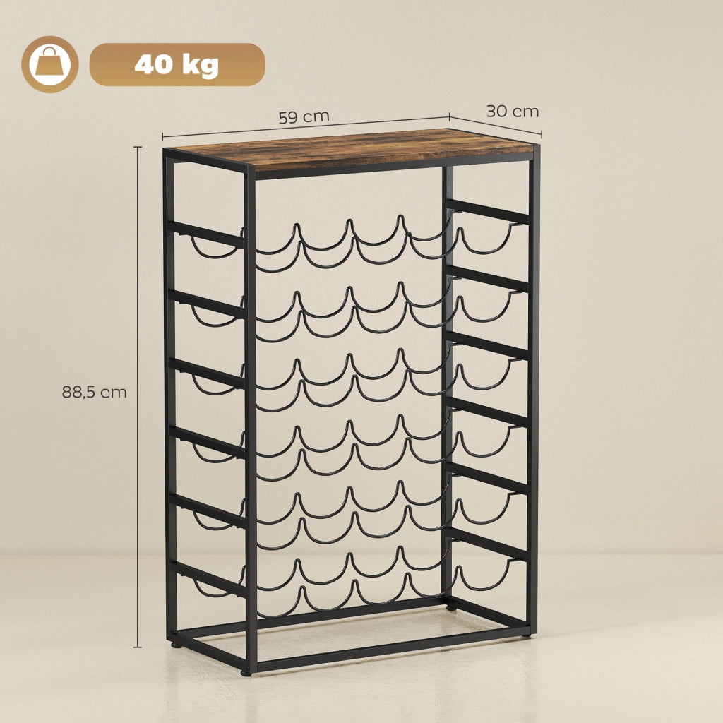 Scaffale per Bottiglie ¨C Minimal ¨C Rustico Marrone 59x30x89 cm