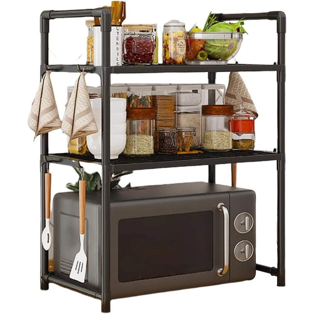 Trade Shop - Scaffale Per Forno Microonde A Livelli Mensola Ripiani Cucina Salvaspazio Con Ganci -