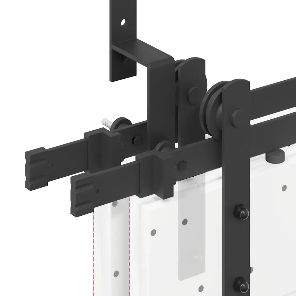 Kit di Binari per Porte Scorrevoli 427 cm Acciaio Nero CFW2166231