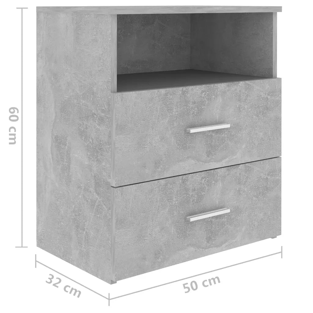 Comodini 2 pz-Set di 2 Tavolino da notte Grigio Cemento 50x32x60 cm