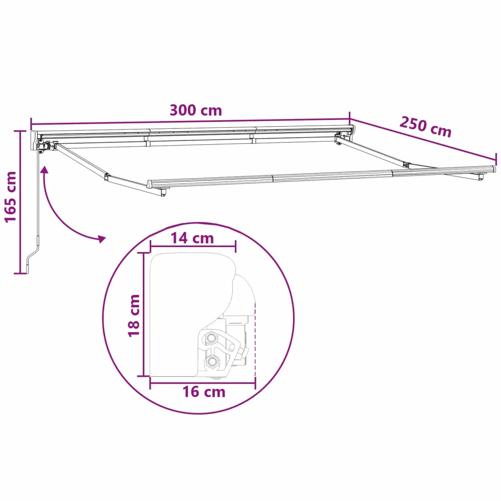 Cornice per Tenda Manuale con LED Tortora 3 x 2,5 m 3425909