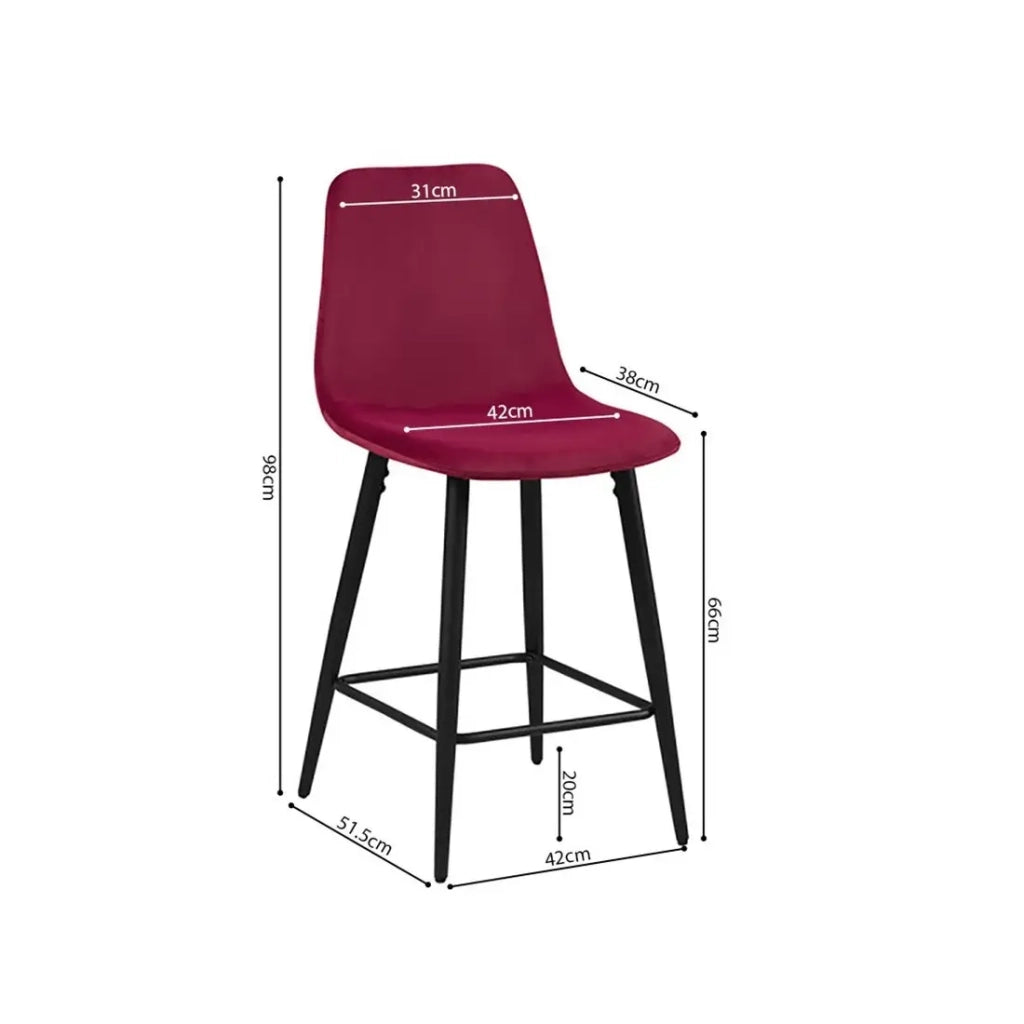 Sedia da banco in velluto BOYLD, colore bordeaux