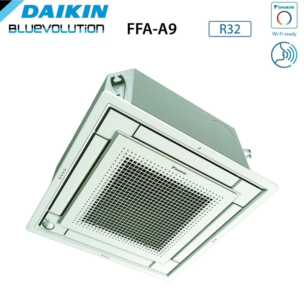 Climatizzatore Condizionatore Daikin Bluevolution Inverter Quadri Split a Cassetta FFA-A 9+12+12+12 con 4MXM80N R-32 Wi-Fi Optional Con Griglia Bianca Inclusa 9000+12000+12000+12000 - Garanzia Italiana