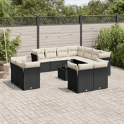 Set Divani da Giardino 12 pz con Cuscini Nero in Polyrattan 3218516