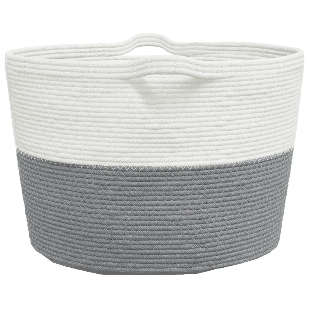Cesto per Biancheria Grigio e Bianco Ø60x36 cm in Cotone 358473