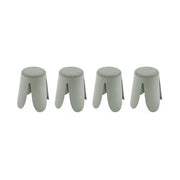 Set 4 sgabelli impilabili in bouclé, verde celadon