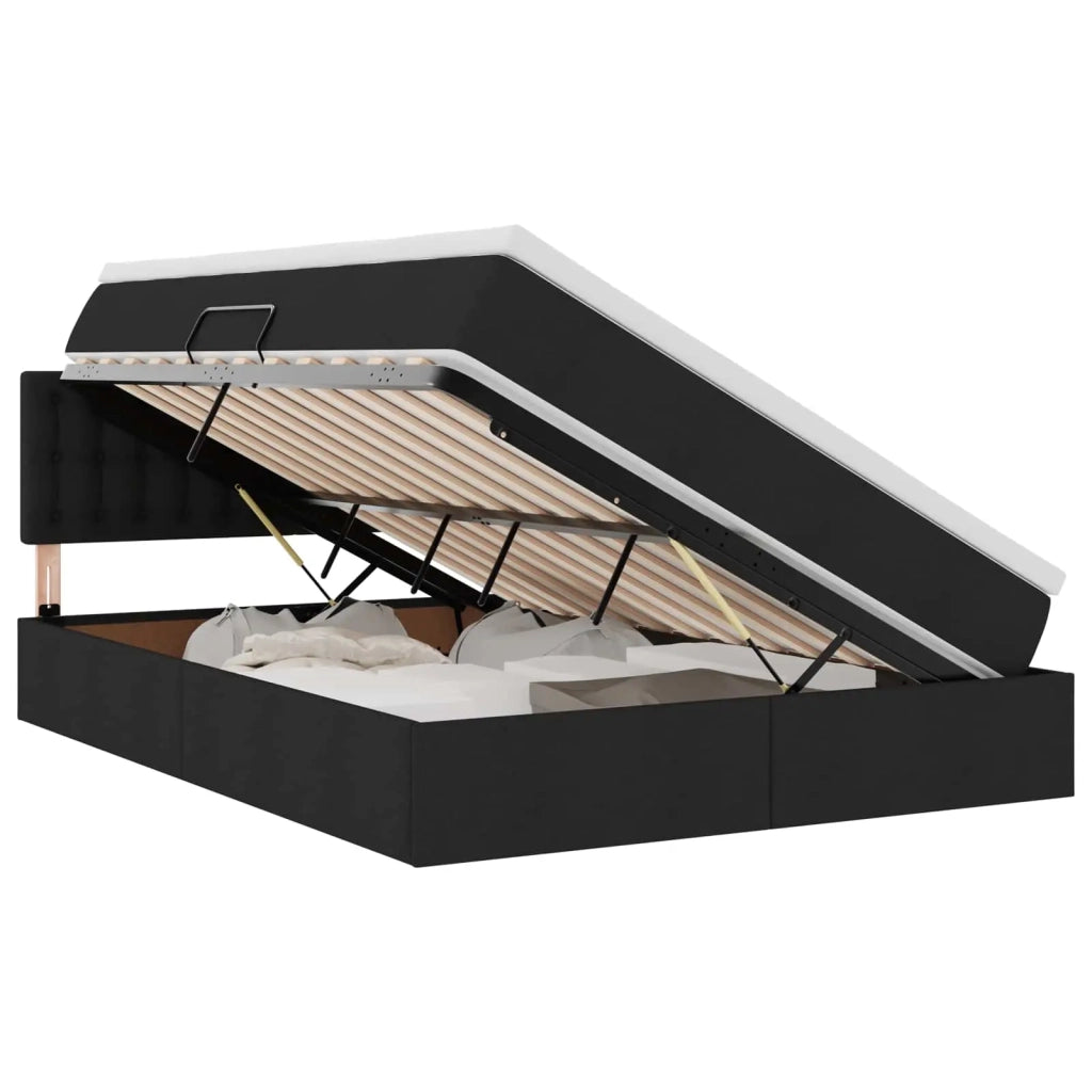 Letto con contenitore e materasso Nero 140 x 200 cm