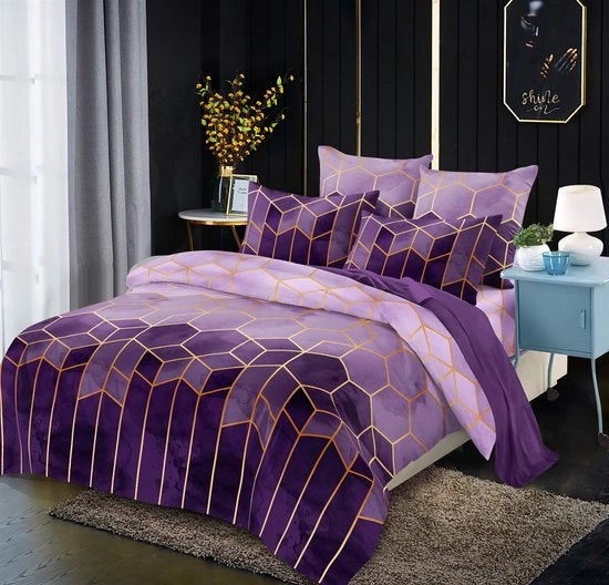 Set di coperte da letto con disegno geometrico e microfibra extra soffice, 3 pezzi, 200 x 200 cm