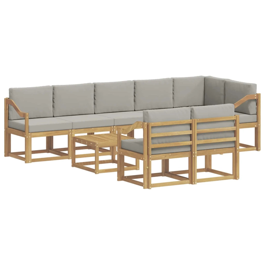 Set di divani da esterno 9 pz Bianco e Grigio Chiaro 3387855