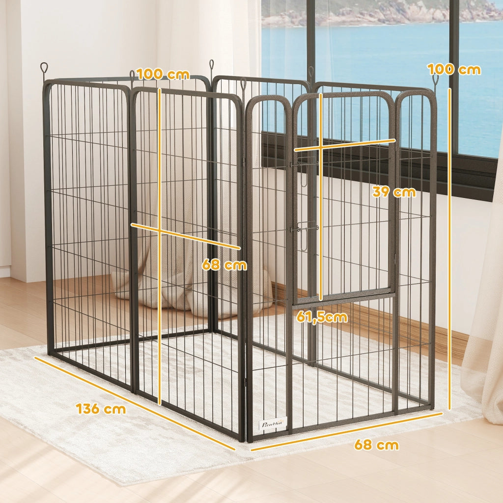 Recinto per Cani 6 Pannelli ¨C Zephmum ¨C Grigio 100x100x100 cm