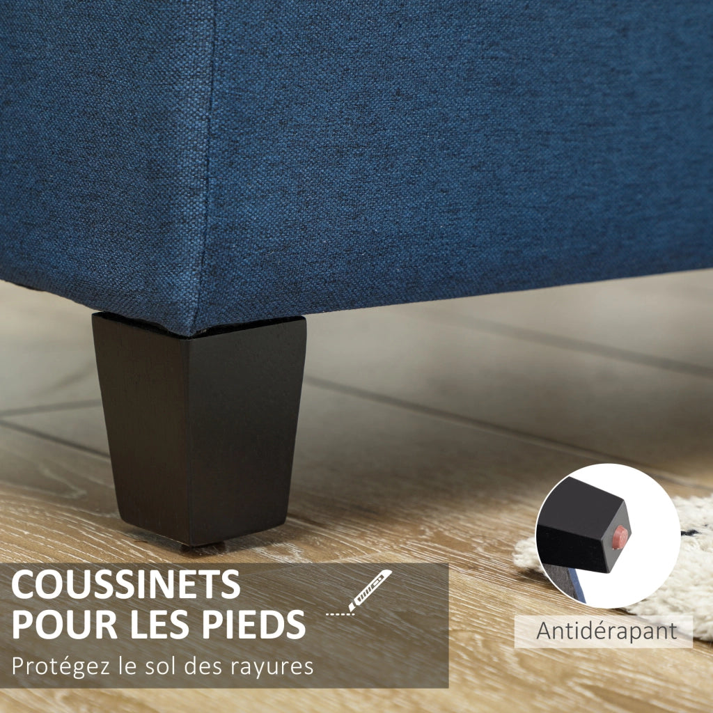 Pouf con contenitore ¨C Minimal ¨C blu, tessuto, 125x49x41,5 cm