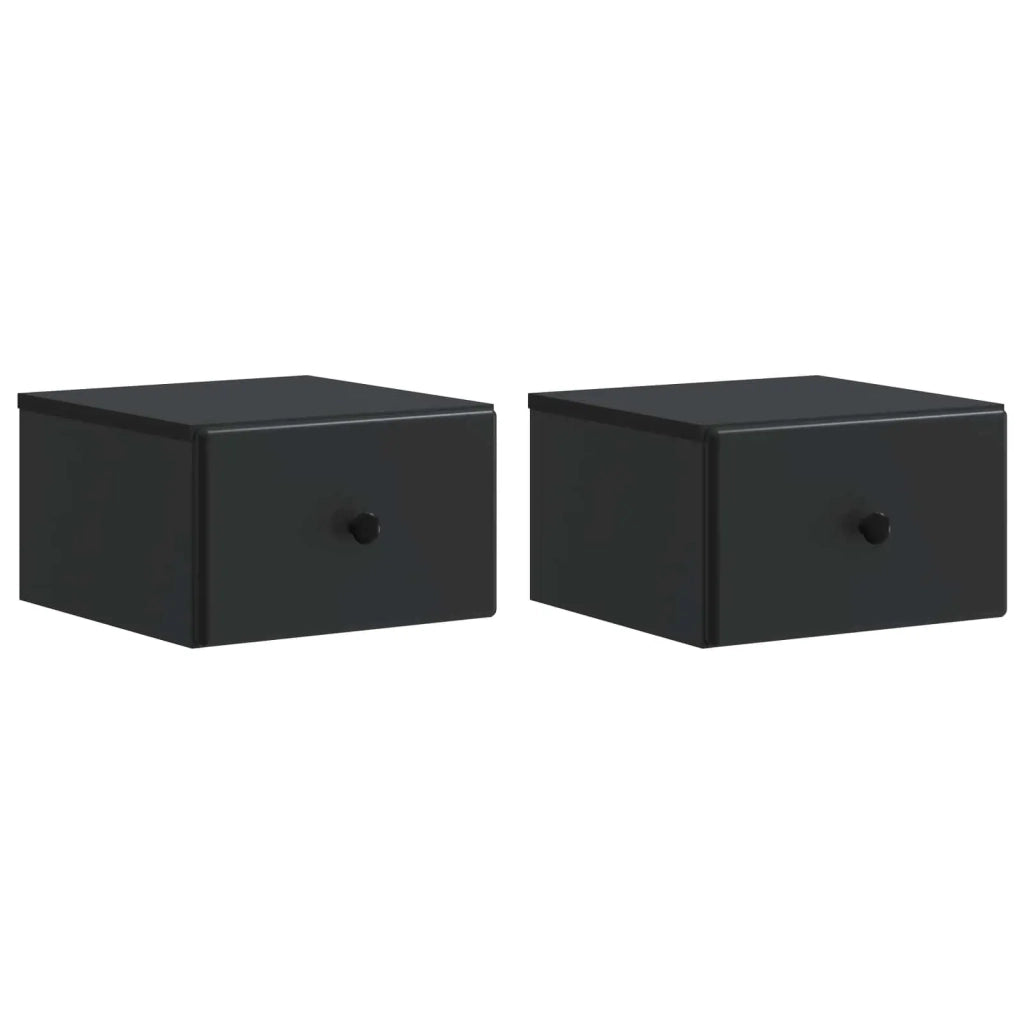 Set di 2 Comodini | Armadio da Notte | Mobiletto da notte a muro Nero 34,5 x 33 x 20 cm