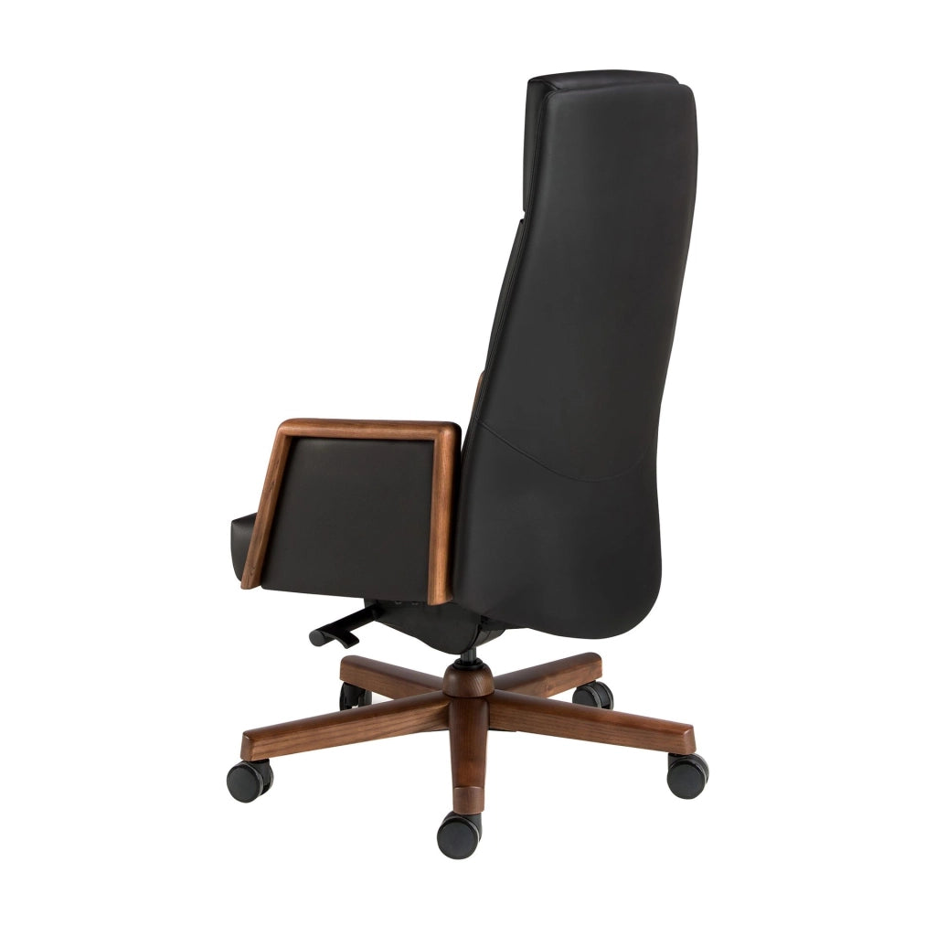 Sedia girevole da ufficio in similpelle nera