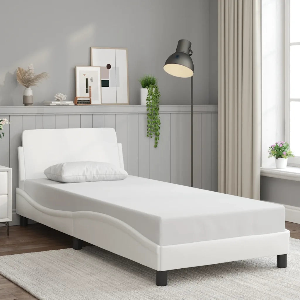 Giroletto-Struttura Letto Dover Bianco 90x200 cm in Similpelle