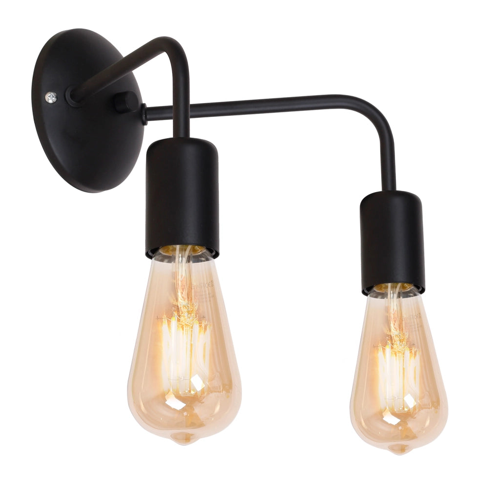 Applique industriale minimalista nera 2xE27 15W Brenda Luminex