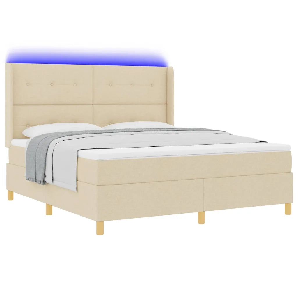 Letto a molle con strisce LED Crema 180 x 200 cm Tessuto 3343712
