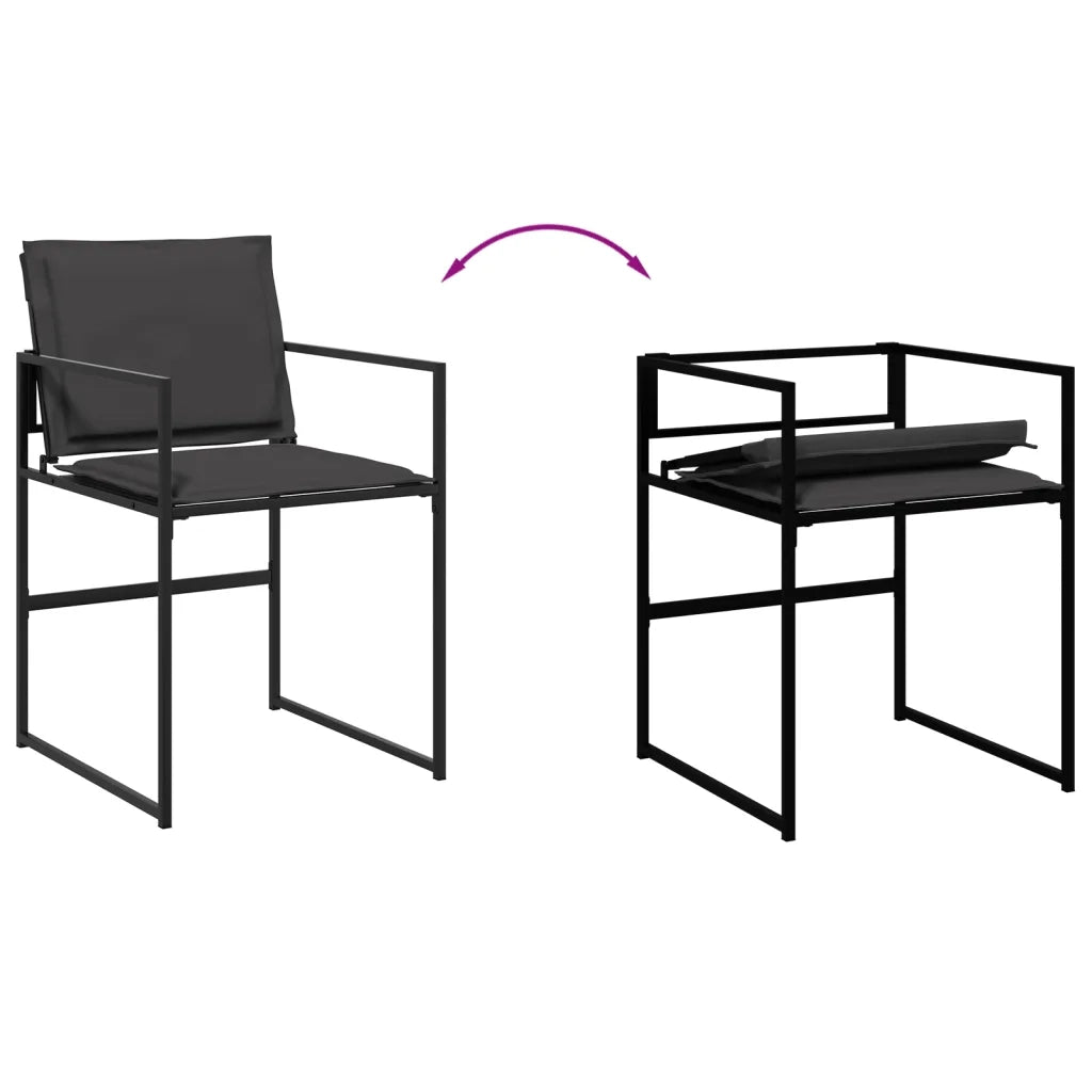Set da Pranzo da Giardino 15 pz con Cuscini Nero in Textilene 3295081