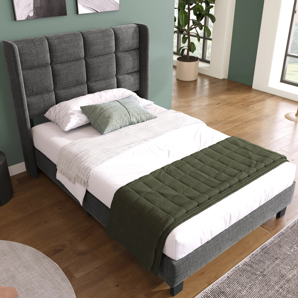 letto imbottito lino grigio 90x200 cm