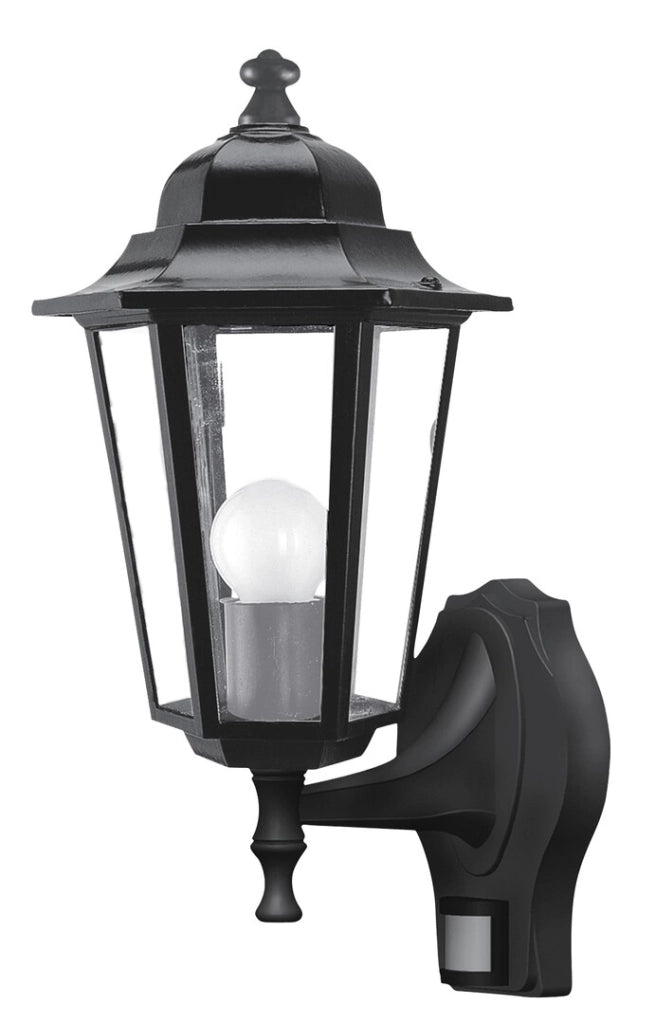 Applique esterna classica con sensore E27 nera Velence