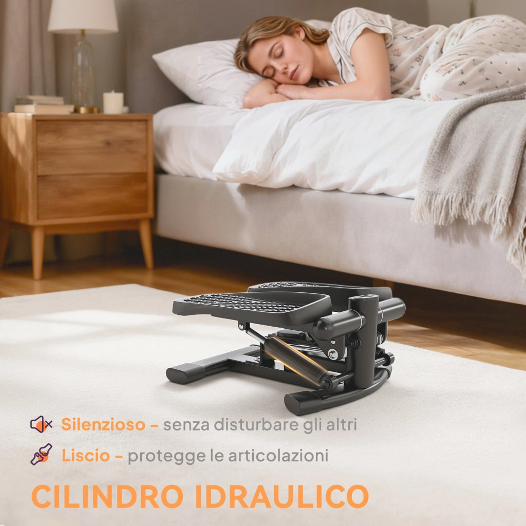 Stepper Twister 2 in 1 con Monitor LCD Pedali Grandi e Antiscivolo Capacità 100 kg Nero
