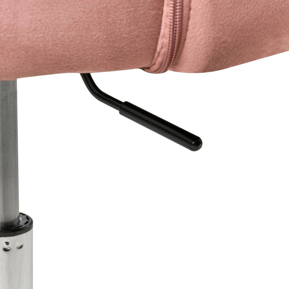 Moderna poltrona girevole da ufficio con braccioli e altezza regolabile velluto rosa