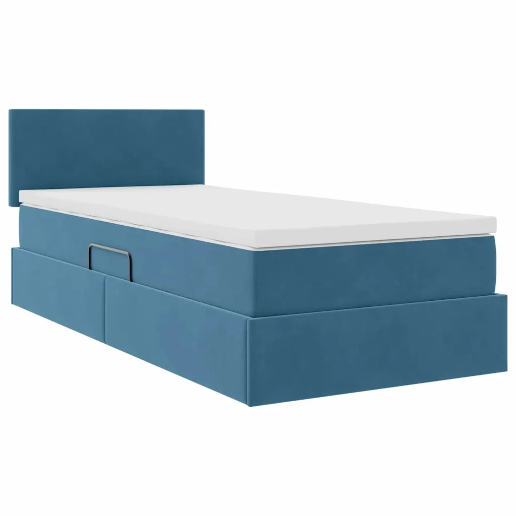 Letto con Contenitore Blu Scuro 100 x 200 cm Velluto