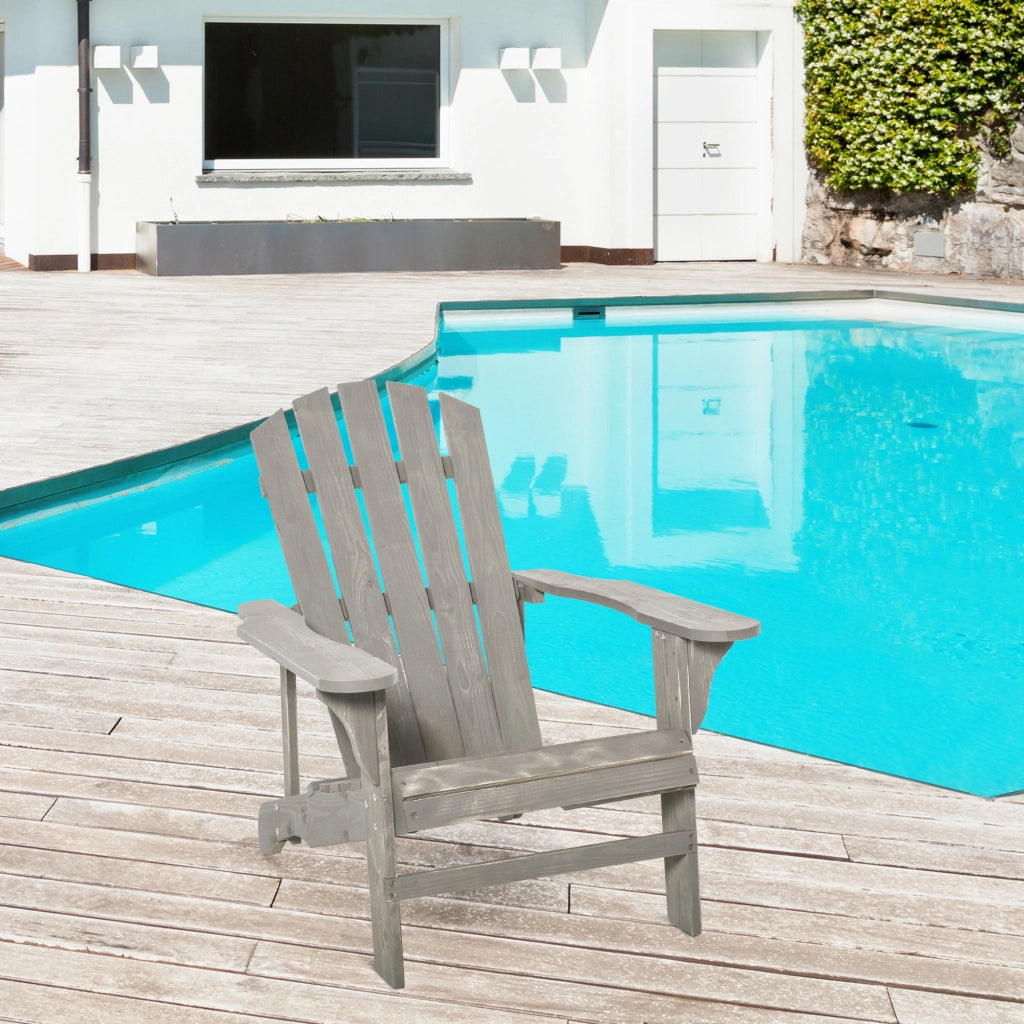 Poltrona Adirondack da Giardino ¨C Xylo ¨C Legno Massello Abete Grigio Effetto Invecchiato 78x89x88cm