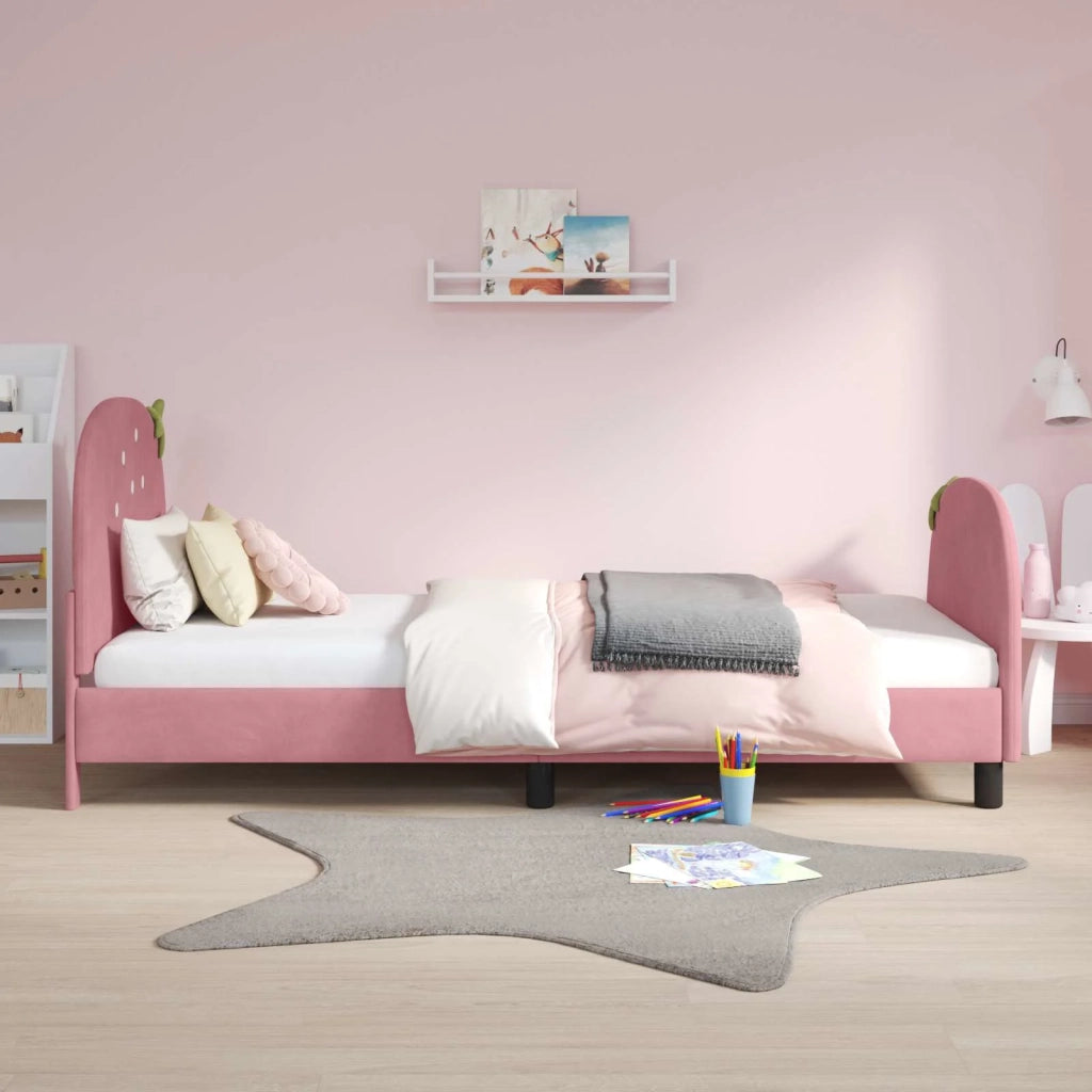 Struttura letto bambini con testata-Giroletto per bambini Rosa 90 x 200 cm Velluto 278134