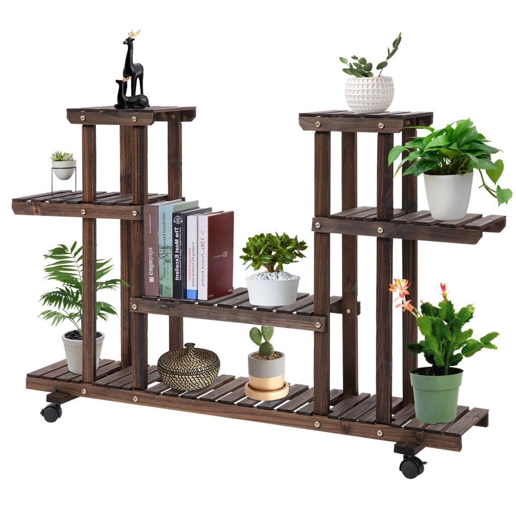 Scaletta per piante 6 ripiani con ruote ¨C Minimal ¨C 123,5x33x80 cm