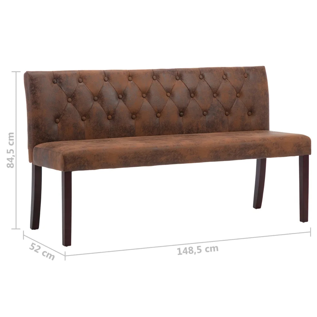 Panca-Sgabello 148,5 cm Marrone in Similpelle Scamosciata