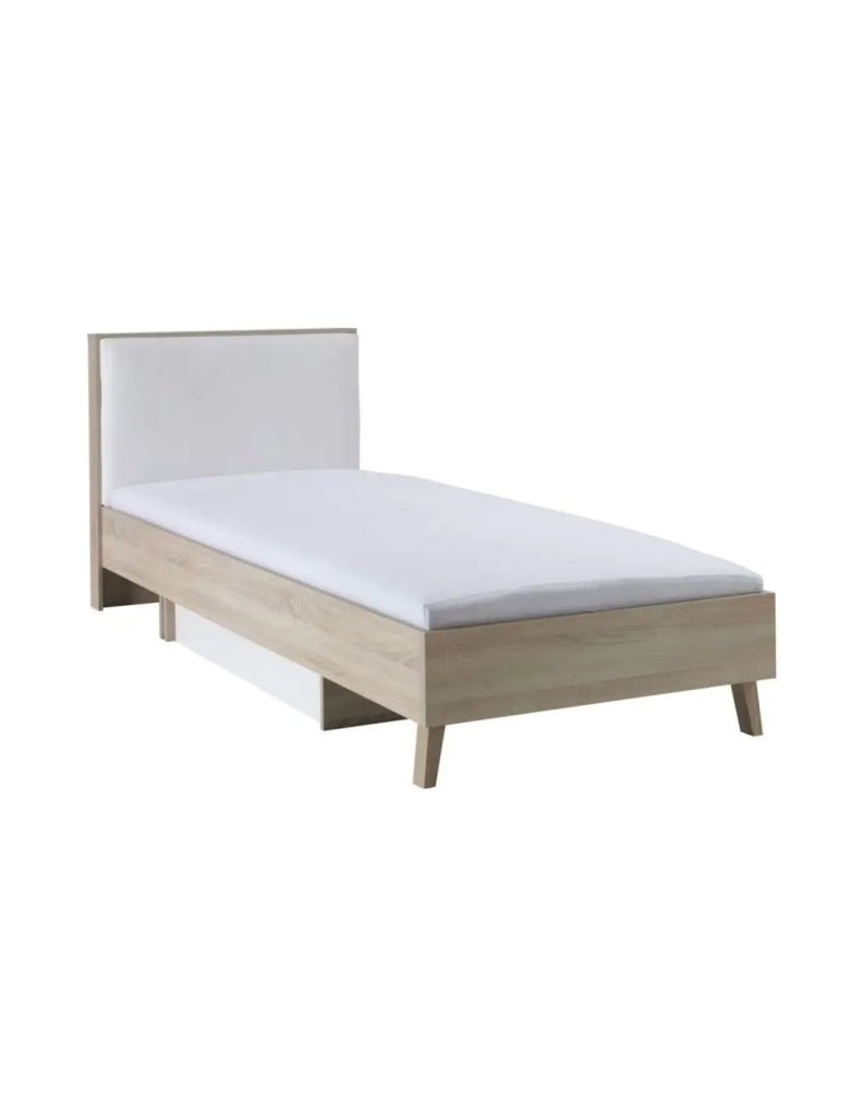 Set camera da letto bambino MALMO con letto 90x200 e comodino - Rovere chiaro e bianco