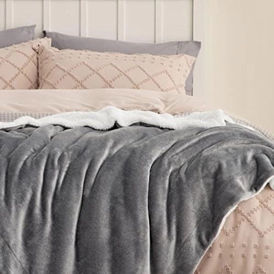 Tappeto Pluche Bicchiere e Letto - 150x200 cm - Grigio