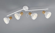 LATIKA BARRA 4 SPOTS METALLO BIANCO ED EFFETTO LEGNO L. 71CM ATTACCO E14