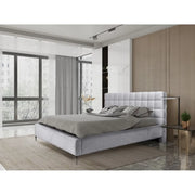 Letto MILLIO – Bianco – 180x200 cm – Tessuto bouclé in ciniglia – Rete inclusa – Comfort alberghiero 5 stelle