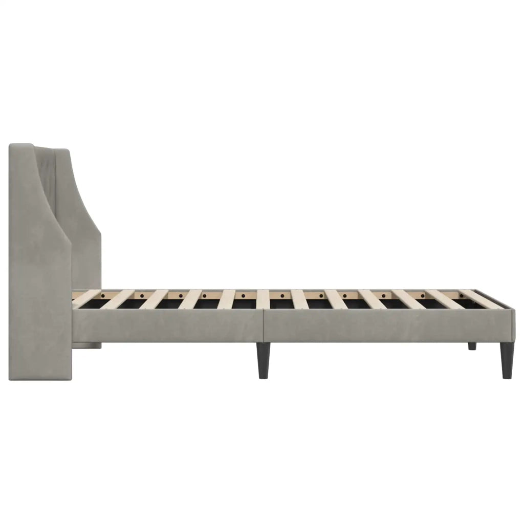 Struttura del letto-Giroletto Grigio chiaro 90 x 190 cm Velluto 514066