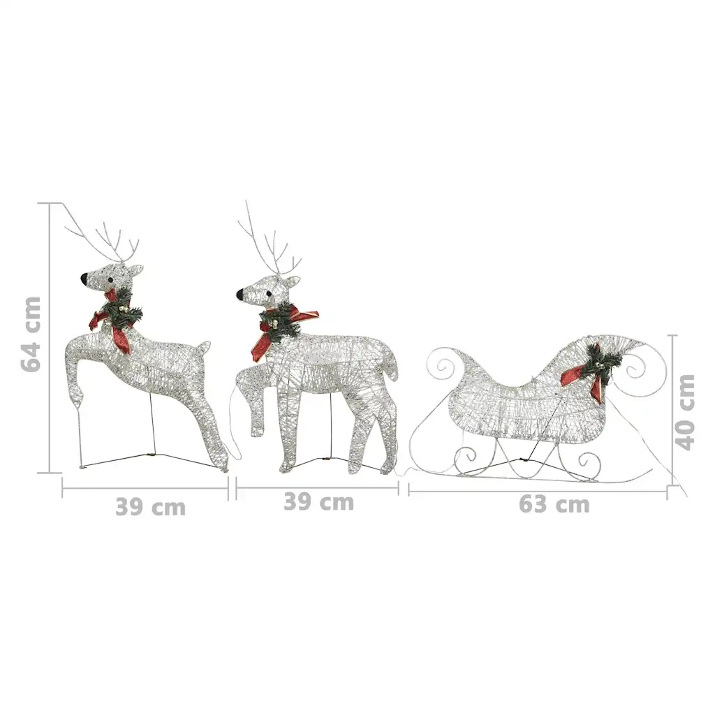 Renne e Slitta di Natale Decorazione per Esterni 60 LED Oro 289977