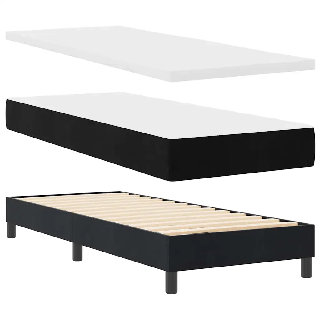Letto a Sorgente LED con materasso Nero 80 x 200 cm Velluto 3342550