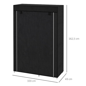 ARMADIO in tessuto 103x43x162,5 cm Nero Acciaio