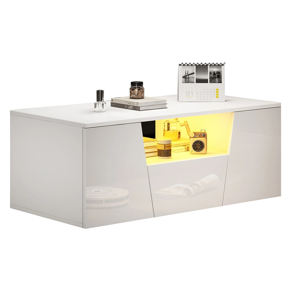 Tavolino irregolare - Xylo - 100x50cm LED 2 armadi bianco