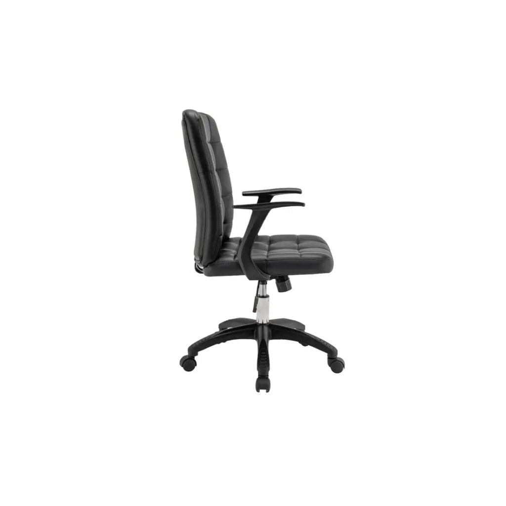 Sedia da ufficio KARDEN - Tessuto nero - Braccioli - Girevole - Piedi in metallo - Stile ergonomico e contemporaneo